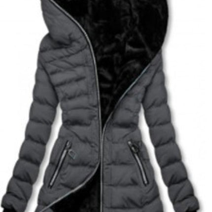 Women's Long Puffer Coat Thickened Winter Coat Warm Puffy  Zipper model Coat with Detachable Hood