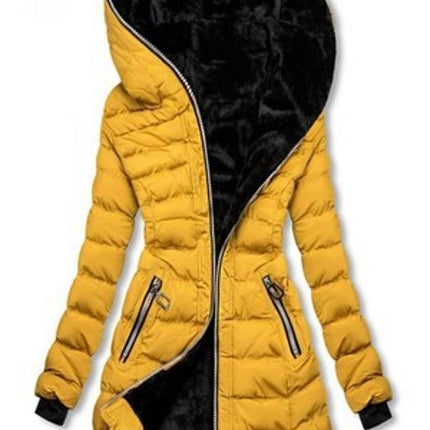 Women's Long Puffer Coat Thickened Winter Coat Warm Puffy  Zipper model Coat with Detachable Hood