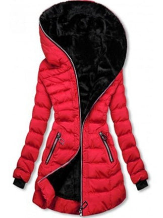 Women's Long Puffer Coat Thickened Winter Coat Warm Puffy  Zipper model Coat with Detachable Hood