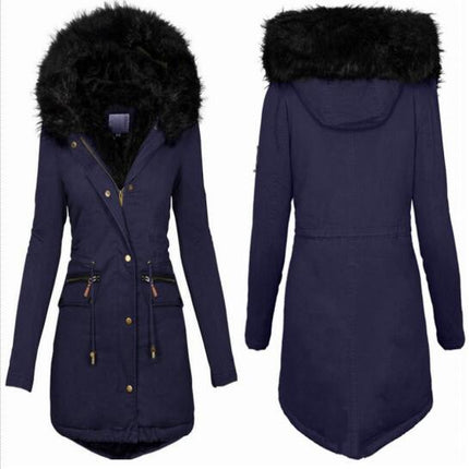 Women's Hooded Warm Winter Coat Multi Size Parka Faux Fur Lined Jacket Coat Model B