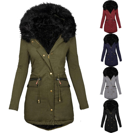 Women's Hooded Warm Winter Coat Multi Size Parka Faux Fur Lined Jacket Coat Model B