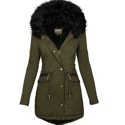 Women's Hooded Warm Winter Coat Multi Size Parka Faux Fur Lined Jacket Coat Model B