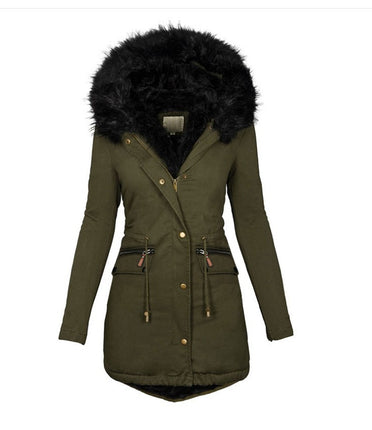 Women's Hooded Warm Winter Coat Multi Size Parka Faux Fur Lined Jacket Coat Model B