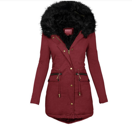 Women's Hooded Warm Winter Coat Multi Size Parka Faux Fur Lined Jacket Coat Model B