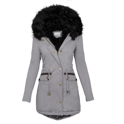 Women's Hooded Warm Winter Coat Multi Size Parka Faux Fur Lined Jacket Coat Model B