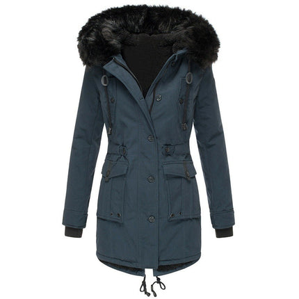 Women's Hooded Warm Winter Coat Multi Size Parka Faux Fur Lined Jacket Coat Model D