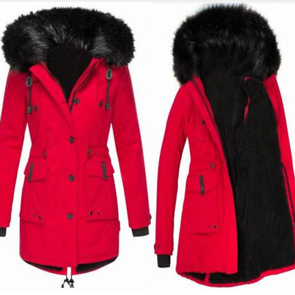 Women's Hooded Warm Winter Coat Multi Size Parka Faux Fur Lined Jacket Coat Model D