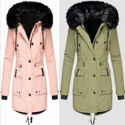 Women's Hooded Warm Winter Coat Multi Size Parka Faux Fur Lined Jacket Coat Model D