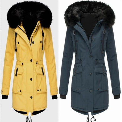 Women's Hooded Warm Winter Coat Multi Size Parka Faux Fur Lined Jacket Coat Model D