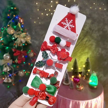 Girls Cute Hair Clips - 10 Piece Christmas Hair Clips Bow Hair Accessories Holiday Hair Clips