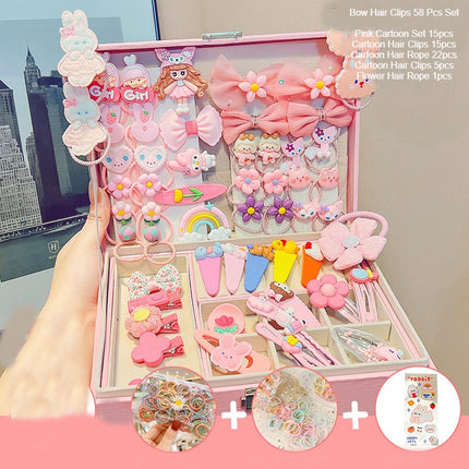 Children's Hair Accessories Gift Box Set Girls' Princess Crown Headwear Hairpin Girls' Hair Card Korean Hair Rope Leather Band Jewelry