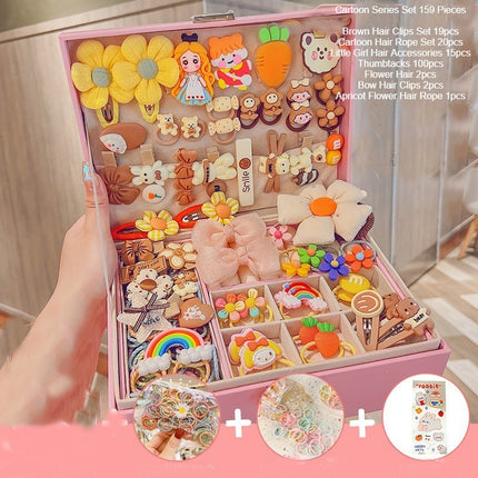 Children's Hair Accessories Gift Box Set Girls' Princess Crown Headwear Hairpin Girls' Hair Card Korean Hair Rope Leather Band Jewelry