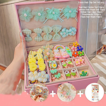 Children's Hair Accessories Gift Box Set Girls' Princess Crown Headwear Hairpin Girls' Hair Card Korean Hair Rope Leather Band Jewelry