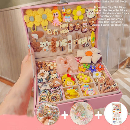 Children's Hair Accessories Gift Box Set Girls' Princess Crown Headwear Hairpin Girls' Hair Card Korean Hair Rope Leather Band Jewelry