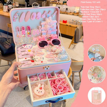 Baby Girl Hair Accessories Fitted Gift Box for Hair Clips Tie Bow Clips Hair Clips Bracelets Necklaces Multi-Pocket Storage Boxes