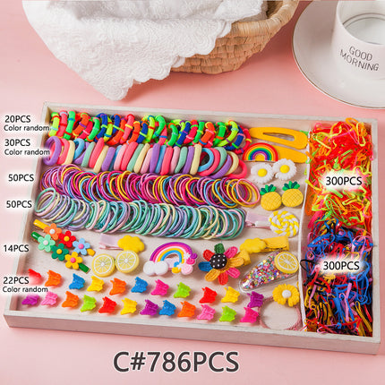 Girls Toddler Hair Bands Set, Kids Hair Accessories Colorful Ponytail Clips Rubber Bands with Ice Cream Strawberry Hair Clips