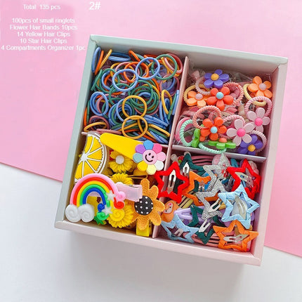 Girls Hair Accessories Set, Candy Color Nylon Hair Bands, Cartoon Hair Clips Elastic Ponytail Rubber Bands for Babies and Children