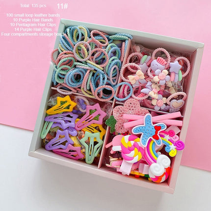 Girls Hair Accessories Set, Candy Color Nylon Hair Bands, Cartoon Hair Clips Elastic Ponytail Rubber Bands for Babies and Children