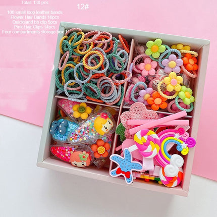 Girls Hair Accessories Set, Candy Color Nylon Hair Bands, Cartoon Hair Clips Elastic Ponytail Rubber Bands for Babies and Children