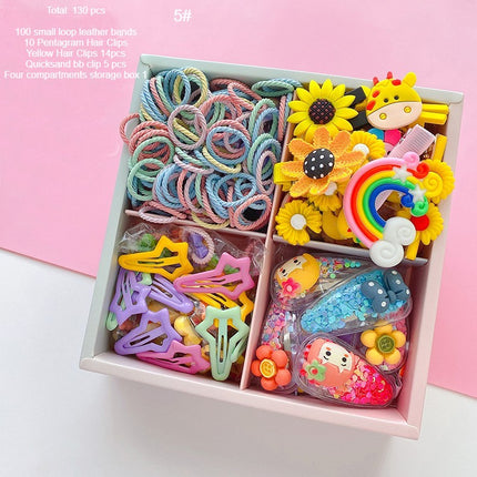 Girls Hair Accessories Set, Candy Color Nylon Hair Bands, Cartoon Hair Clips Elastic Ponytail Rubber Bands for Babies and Children