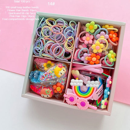 Girls Hair Accessories Set, Candy Color Nylon Hair Bands, Cartoon Hair Clips Elastic Ponytail Rubber Bands for Babies and Children