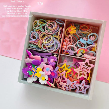 Girls Hair Accessories Set, Candy Color Nylon Hair Bands, Cartoon Hair Clips Elastic Ponytail Rubber Bands for Babies and Children