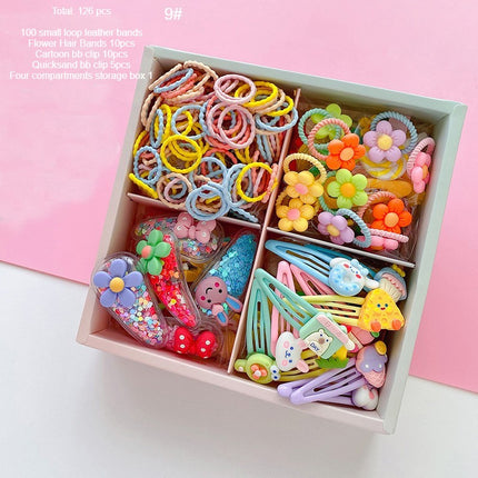 Girls Hair Accessories Set, Candy Color Nylon Hair Bands, Cartoon Hair Clips Elastic Ponytail Rubber Bands for Babies and Children