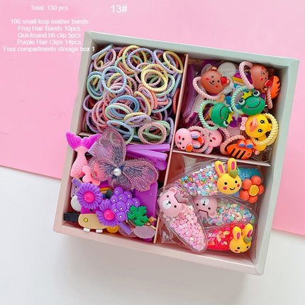 Girls Hair Accessories Set, Candy Color Nylon Hair Bands, Cartoon Hair Clips Elastic Ponytail Rubber Bands for Babies and Children