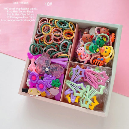 Girls Hair Accessories Set, Candy Color Nylon Hair Bands, Cartoon Hair Clips Elastic Ponytail Rubber Bands for Babies and Children