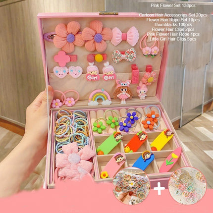 Cute Girls Hair Accessories-Switch Jewelry Box-Plastic Hair Tie Clip Headband Multi-Purpose and Portable Organizer