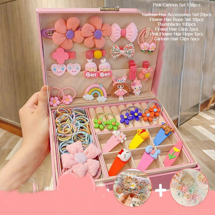 Cute Girls Hair Accessories-Switch Jewelry Box-Plastic Hair Tie Clip Headband Multi-Purpose and Portable Organizer