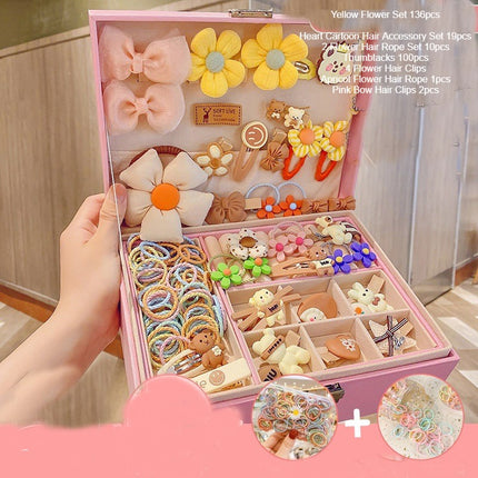 Cute Girls Hair Accessories-Switch Jewelry Box-Plastic Hair Tie Clip Headband Multi-Purpose and Portable Organizer