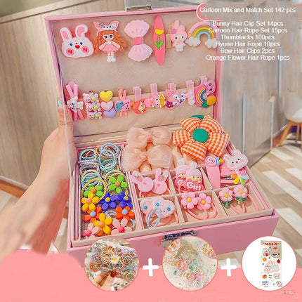 Cute Girls Hair Accessories-Switch Jewelry Box-Plastic Hair Tie Clip Headband Multi-Purpose and Portable Organizer