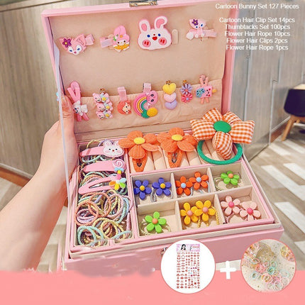 Cute Girls Hair Accessories-Switch Jewelry Box-Plastic Hair Tie Clip Headband Multi-Purpose and Portable Organizer