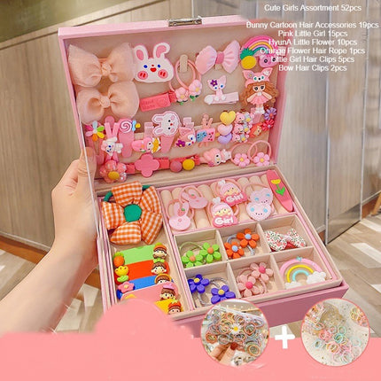 Cute Girls Hair Accessories-Switch Jewelry Box-Plastic Hair Tie Clip Headband Multi-Purpose and Portable Organizer