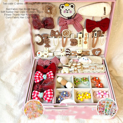 Cute Girls Hair Accessories-Switch Jewelry Box-Plastic Hair Tie Clip Headband Multi-Purpose and Portable Organizer