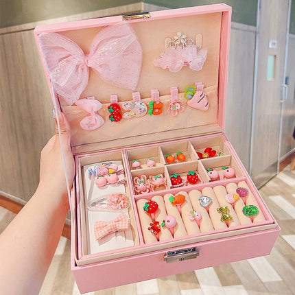 Cute Girls Hair Accessories-Switch Jewelry Box-Plastic Hair Tie Clip Headband Multi-Purpose and Portable Organizer