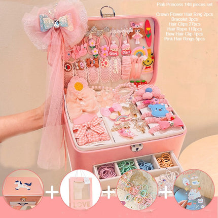 Girls Hair Accessories Set Gift Box Girl Headwear Baby BirthdayGift Hairpin Hairband Hair Rope Hair Tie Combination