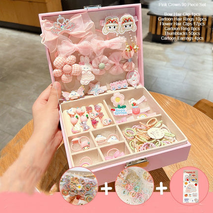 Baby Girl Hair Accessory Storage Box for Hair Clips and Other Jewelry Necklaces with Multiple Compartments