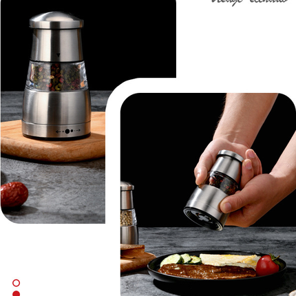 Stainless Steel Salt and Pepper Mill, Adjustable Coarseness Manual Pepper Mill, Professional Spice and Seed Grinder