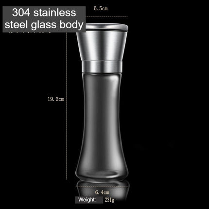 Stainless Steel Lid-Salt and Pepper Mill Adjustable Ceramic Glass Bottle Pepper and Salt Mill