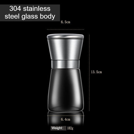 Stainless Steel Lid-Salt and Pepper Mill Adjustable Ceramic Glass Bottle Pepper and Salt Mill