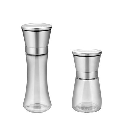 Stainless Steel Lid-Salt and Pepper Mill Adjustable Ceramic Glass Bottle Pepper and Salt Mill