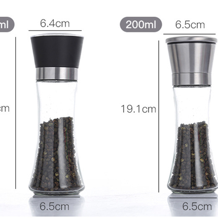 Salt and Pepper Grinder, Adjustable Roughness High Quality Stainless Steel Spice Grinder, Glass Body Ceramic Blade