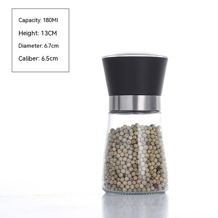 Salt and Pepper Grinder, Adjustable Roughness High Quality Stainless Steel Spice Grinder, Glass Body Ceramic Blade