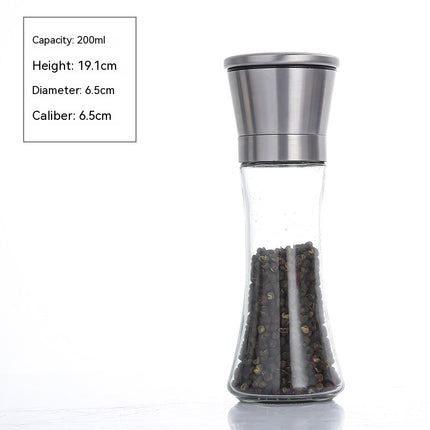 Salt and Pepper Grinder, Adjustable Roughness High Quality Stainless Steel Spice Grinder, Glass Body Ceramic Blade