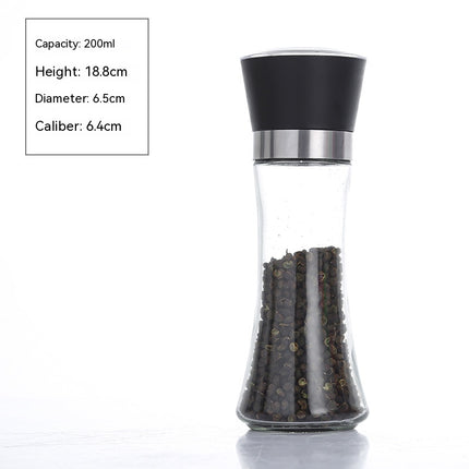 Salt and Pepper Grinder, Adjustable Roughness High Quality Stainless Steel Spice Grinder, Glass Body Ceramic Blade