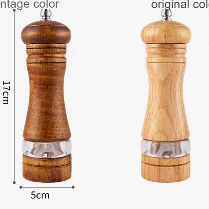 Pepper Mill, Wooden Salt and Pepper Mill, Manual Salt Mill Replaceable Pepper Mill Set, Window Adjustable Ceramic Grinding