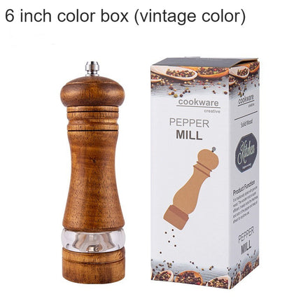 Pepper Mill, Wooden Salt and Pepper Mill, Manual Salt Mill Replaceable Pepper Mill Set, Window Adjustable Ceramic Grinding