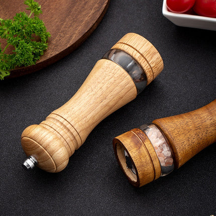 Pepper Mill, Wooden Salt and Pepper Mill, Manual Salt Mill Replaceable Pepper Mill Set, Window Adjustable Ceramic Grinding